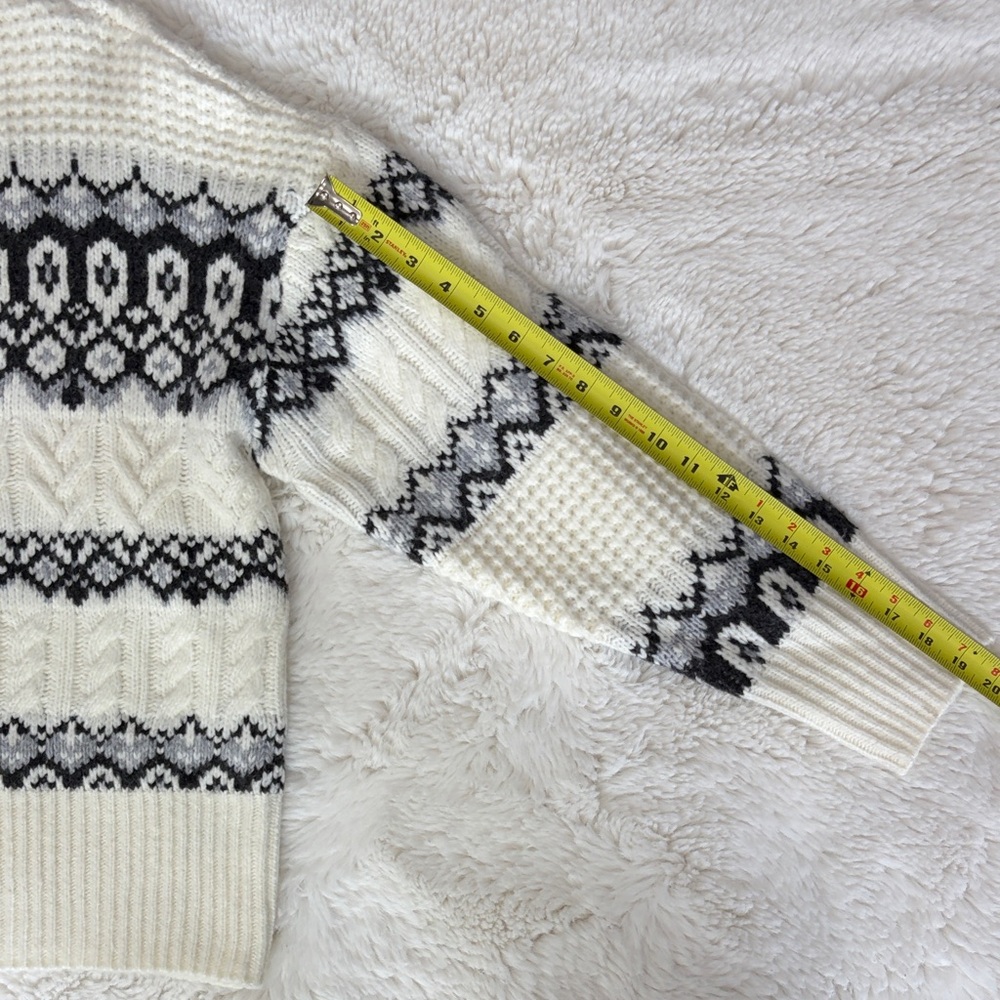 Adyson Parker Black and white Fair Isle Cable Knit Sweater,Size L. - Picture 10 of 17